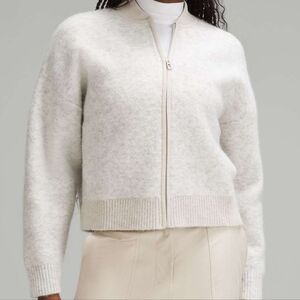 Lululemon Alpaca Wool-Blend Knit Bomber JacketHeathered Light Grey